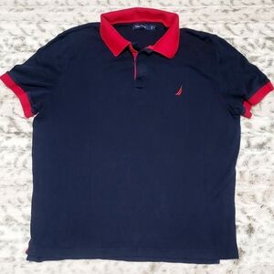 Men's Nautica Navy and Red Polo Shirt